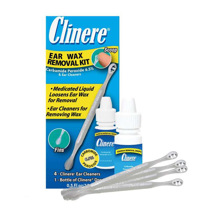 [Australia] - Clinere Earwax Removal Kit, Safely and Gently Clean Ear Wax, Itch Relief, Works Instantly .5oz Carbamide Peroxide, 4 Count 