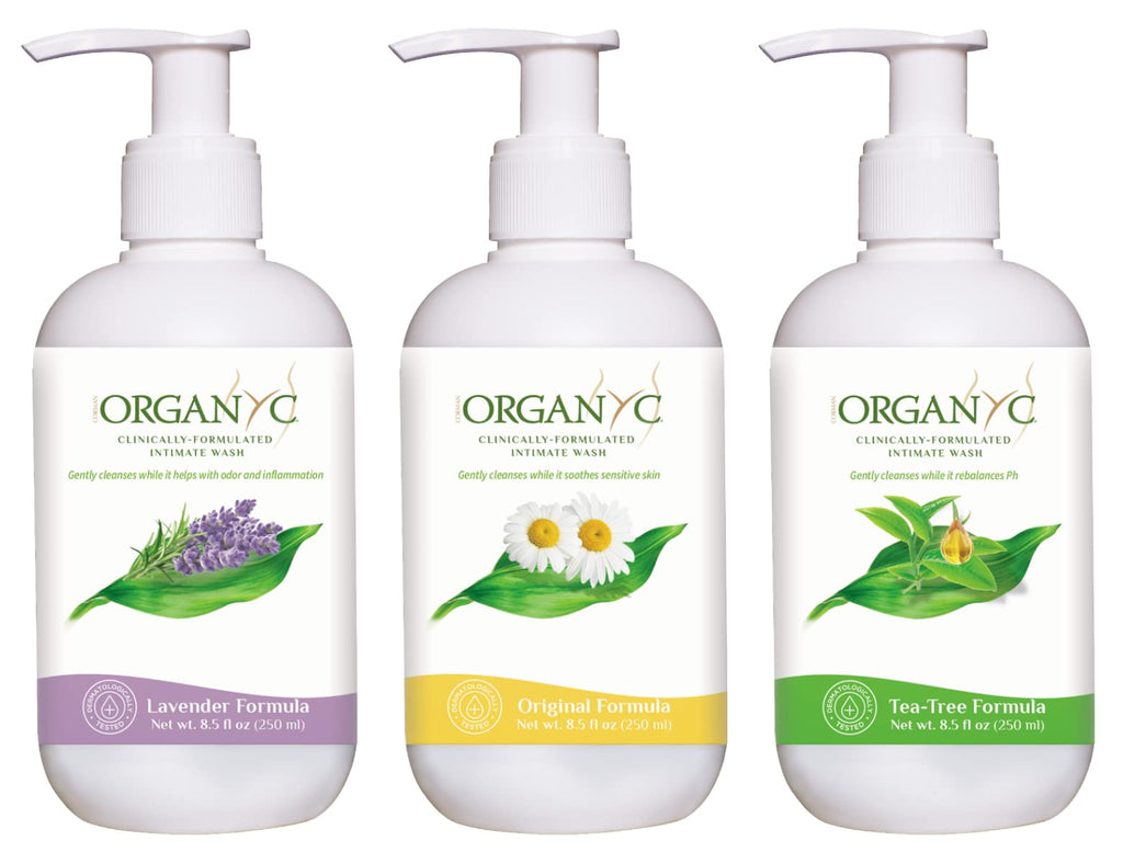 [Australia] - Organyc - Feminine Intimate Wash for Sensitive Skin - Free from Chlorine, Parabens, SLSSLES, and Synthetic Perfumes - 8.5 Fl Oz with Chamomile +Tea-Tree + Lavender 