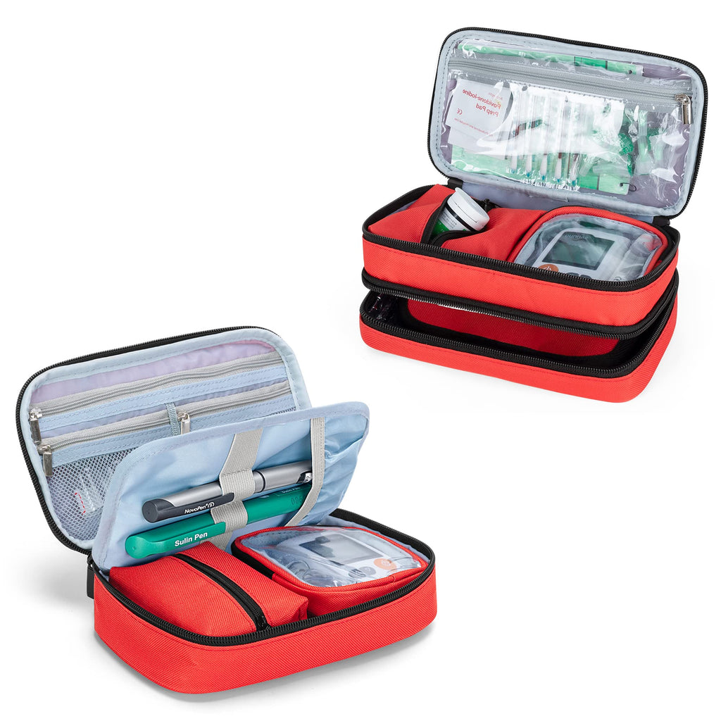 [Australia] - CURMIO Double Layer Insulated Insulin Cooler Travel Case, Diabetic Supplies Bag for Glucose Meter, Medication, Insulin Pens and Other Diabetes Care Supplies 