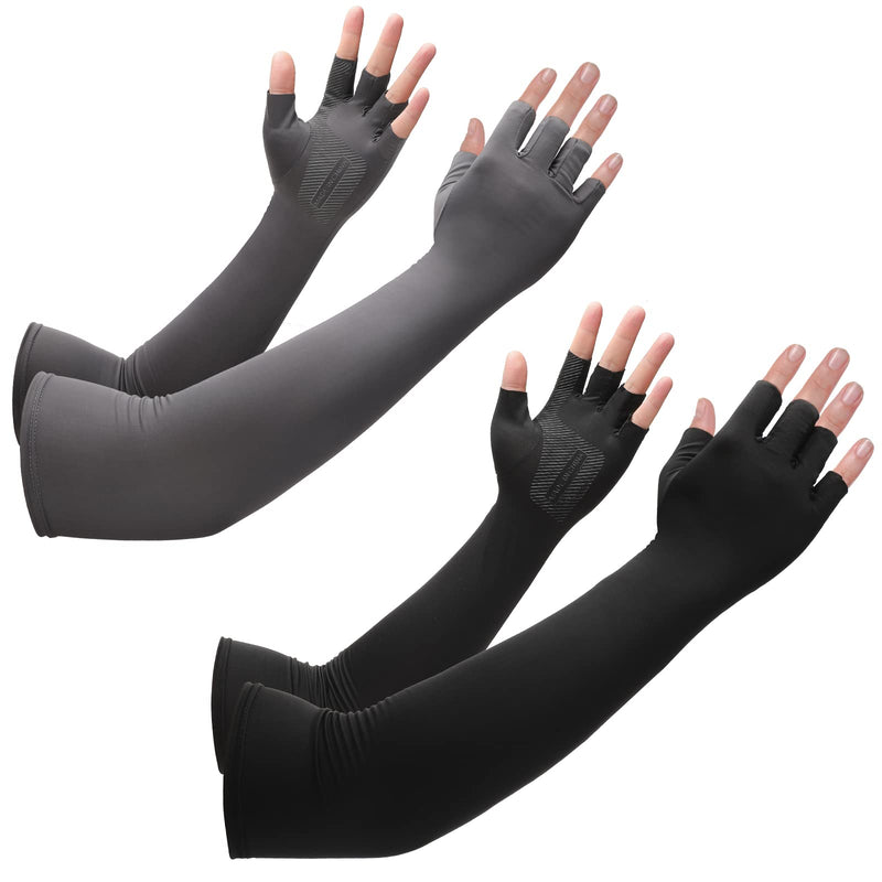 [Australia] - 2 Pairs Compression Gloves Long Wrist Compression Sleeve Carpal Tunnel Gloves Compression Arm Sleeves Hand Compression Gloves for Men Women Computer Typing, Support Hands Wrist and Arm 