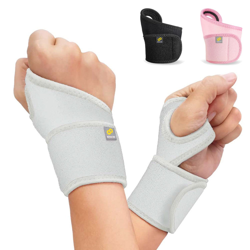 [Australia] - Bracoo WS10 Wrist Support Brace, Hand Support, Adjustable Wrist Wrap Strap for Fitness, Weightlifting, Tendonitis, Carpal Tunnel Arthritis, Joint Pain Relief, Wrist Tendonitis – Fits Right and Left Hand 2 Grey 