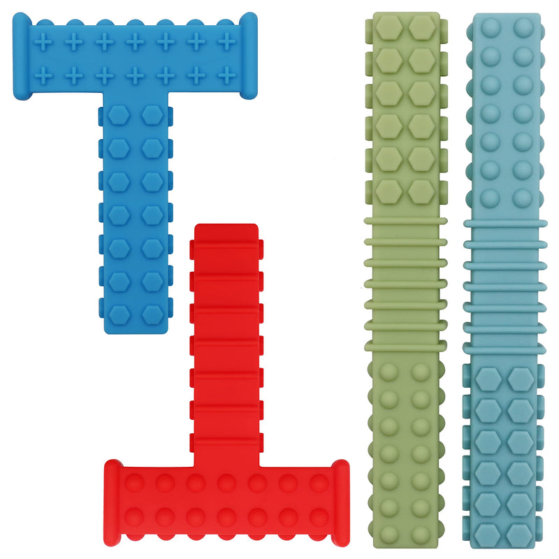 [Australia] - Sensory Chew Tubes for Autistic Children, 4 Pack Silicone Chewy Sticks Oral Motor Tool for Sensory Kids with Autistic, Biting ADHD, SPD, Teether Toys for Babies 3-6 6-12 Months, BPA Free 