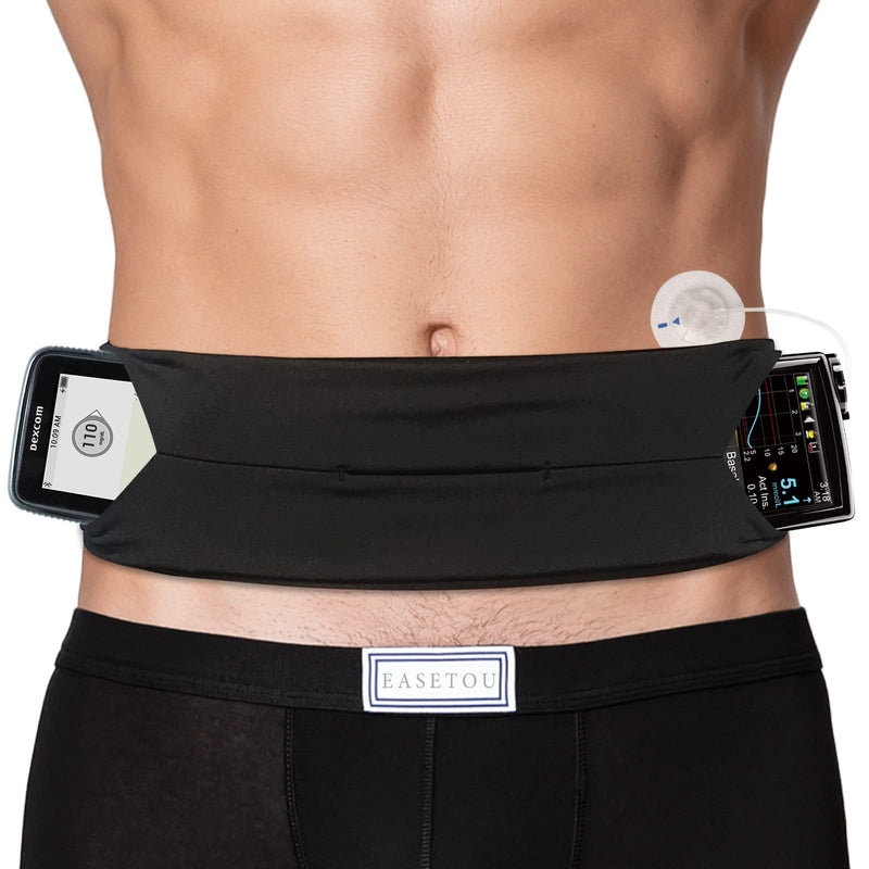 [Australia] - Comfortable Insulin Pump Belt Diabetic Pouch T1D Holder Waist Band for Diabetes Epipen Tube Medical Devices Accessories Secure Men Women Running Travel Black Large Large(Pack of 1) 