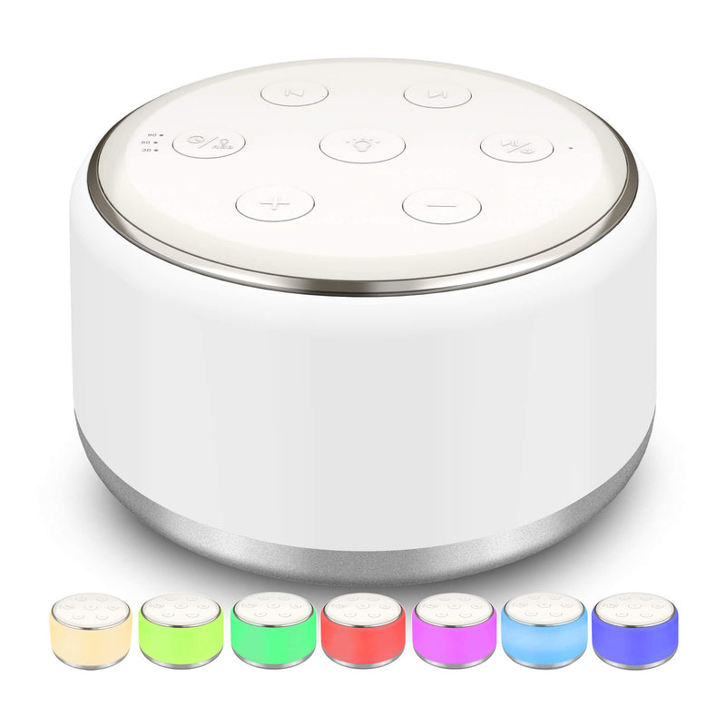[Australia] - White Noise Machine for Sleeping Baby Kids – Portable Sound Machine with Night Light, USB Rechargeable, 34 Soothing Noises, Auto-Off Timer, Sleep Machine for Adults Babies Lullaby Travel Home White 