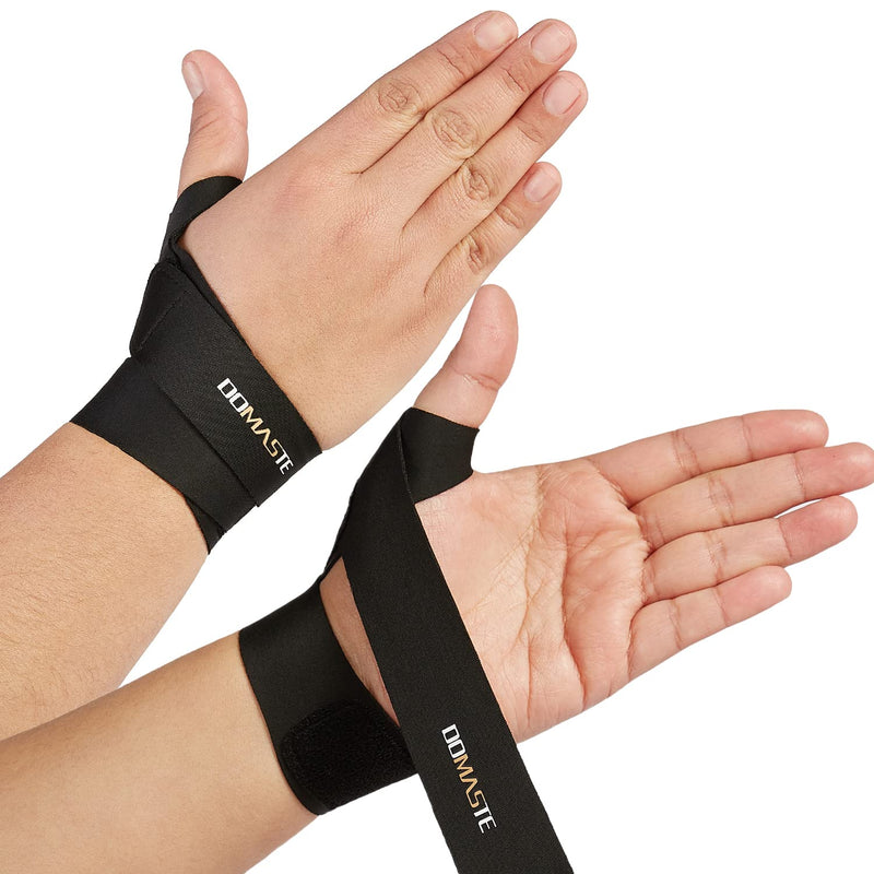 [Australia] - Domaste Ultra Thin Wrist Brace - Soft, Breathable and Skin Friendly Carpal Tunnel , Wrist Splint to Sprains, Tendinosis, Tenosynovitis (Left+Right, Black) Left+Right 