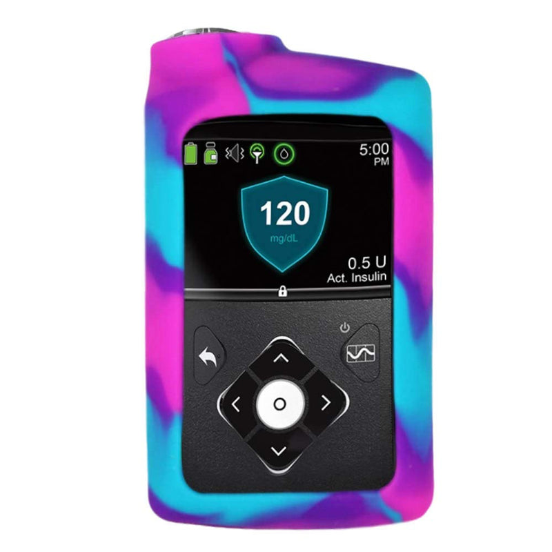 [Australia] - Sugar Medical Soft Silicone Cover Compatible for use with MiniMed 630G, MiniMed 640G, MiniMed 670G, MiniMed 770G and MiniMed 780G Insulin Pumps. Case to Protect Your Insulin Pump. (Pink/Purple/Blue) Pink/Purple/Blue 