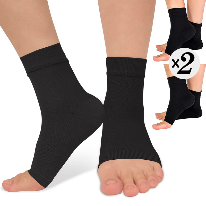 [Australia] - 2 Pack Ankle Brace Compression Sleeve 8-15 mmHg Open Toe Сompression Socks for Swelling,Plantar Fasciitis,Sprain,Nano Brace for Women Men Black L/XL Black (2 Pack) Large-X-Large 