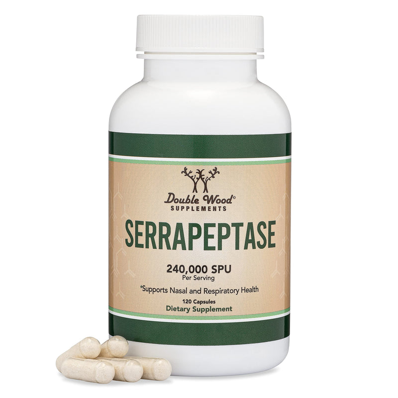 [Australia] - Serrapeptase 240,000 SPU Max Potency (120 Vegan Capsules) Proteolytic Enzyme for Sinus, Respiratory and Joint Health (Manufactured and Tested in The USA) by Double Wood Supplements 