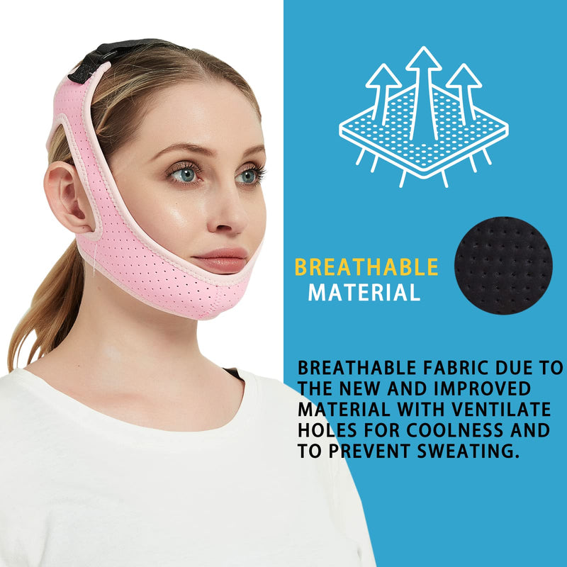 [Australia] - Chin Strap for Cpap Users, Anti Snoring Sleep Aid Solution for Men and Women, Adjustable Effectively Reduce Snoring, Stop Snore Device for Better Sleep (Pink) Pink 