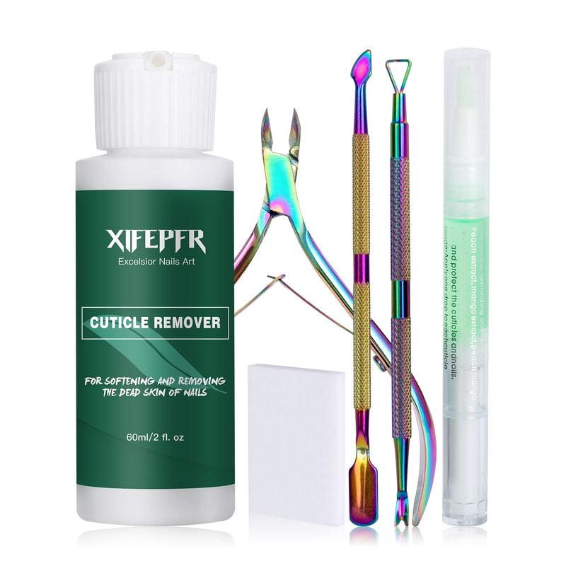 [Australia] - XIFEPFR Cuticle Remover Kit - Cuticle Remover Cream & Cuticle Oil Pen for Soften Moisturize, Cuticle Trimmer, Cuticle Nipper, Cuticle Pusher and Nail Cotton Pads for Professional Manicure 