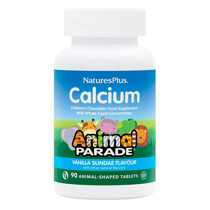 [Australia] - NaturesPlus Animal Parade Calcium Children�s Chewable - Calcium Supplement for Kids Natural Vanilla Flavour - Vegan, Gluten Free - 90 Chewable Animal Shaped Tablets 