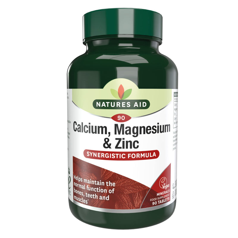 [Australia] - Natures Aid Calcium, Magnesium and Zinc, Maintain Normal Bones, Teeth and Muscle Function, Vegan, 90 Tablets 