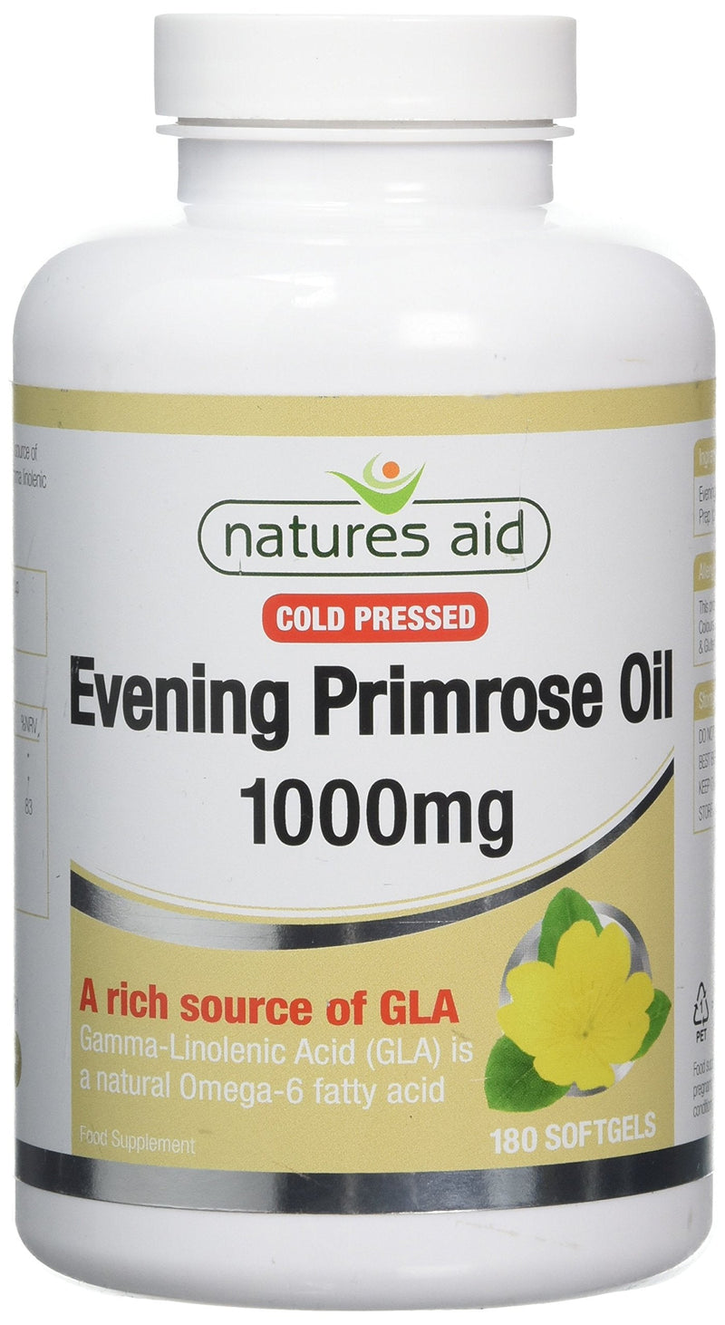[Australia] - Natures Aid Evening Primrose Oil 1000 mg, Cold Pressed, Omega-6 GLA, 180 Softgel Capsules 