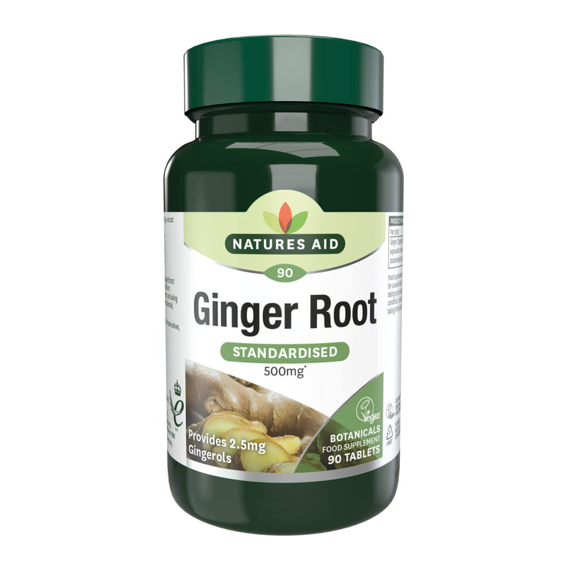 [Australia] - Natures Aid Ginger Root 500 mg 90 Tablets (Botanical Supplement, Providing Gingerols and Shogaols, Vegan Society Approved, Made in the UK) 