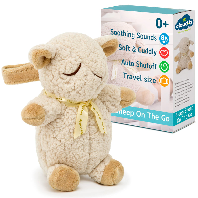 [Australia] - Cloud b Travel Soothing Sound Machine | Cuddly Stuffed Animal | 4 White Noise | Auto-Shutoff | Travel Sleep Sheep on the Go Beige 
