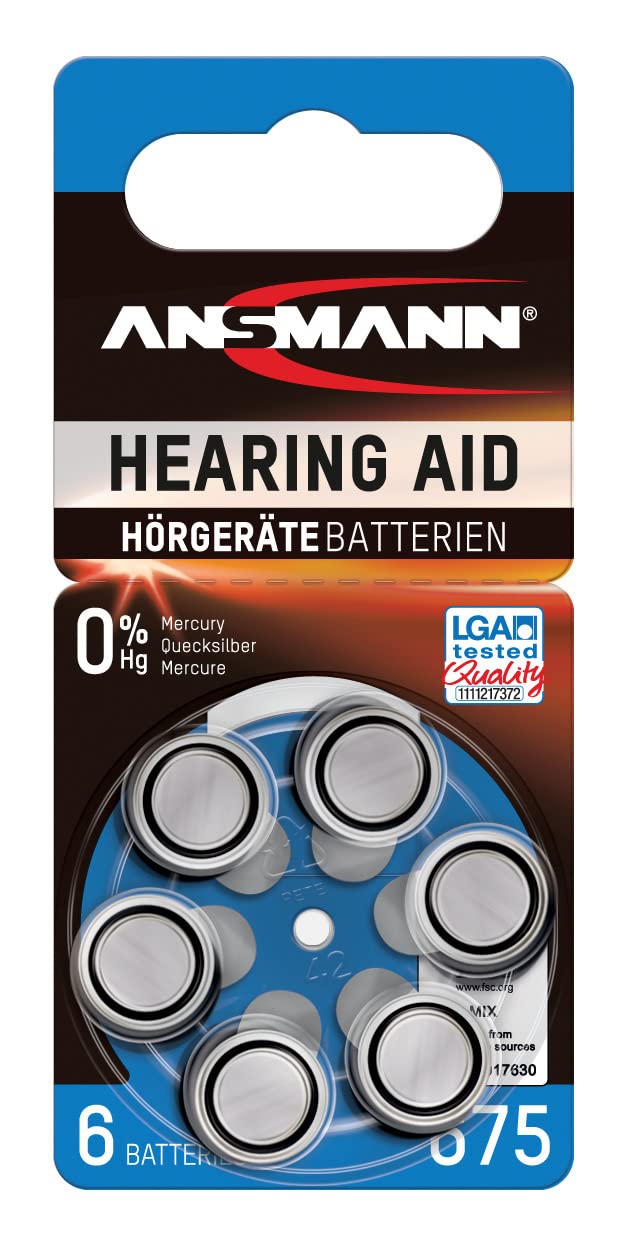 [Australia] - Ansmann Hearing Aid Batteries [Pack of 6 Cells] Size 675 Blue Zinc Air Hearing-Aid Suitable for Hearing Aids, Sound Amplifier - 1.45V Mercury Free 