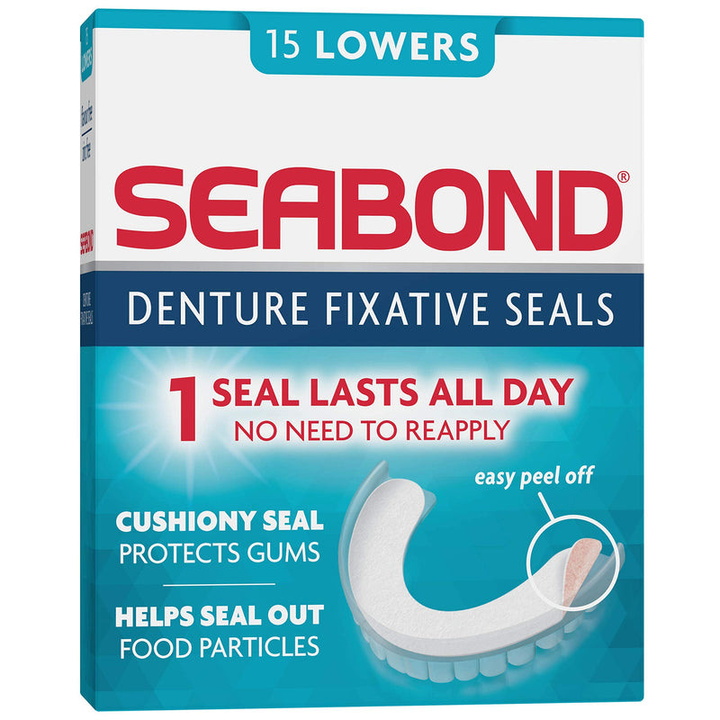 [Australia] - Seabond Denture Fixative Seals, Soft Adhesive Cushion, Last All Day and Protect Gums, 15 Lowers Lowers - 15 Units 