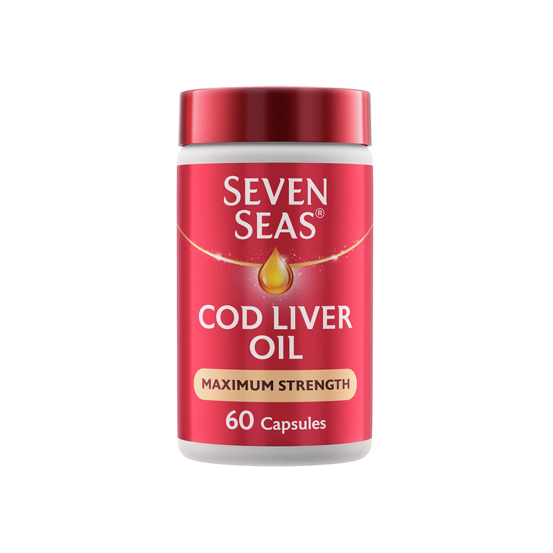 [Australia] - Seven Seas Cod Liver Oil Tablets, Maximum Strength, 885 mg Cod Liver Oil & Fish Oil, 308 mg Omega-3, 60 Capsules With Vitamin D, EPA & DHA Cod Liver Oil Maximum Strength 
