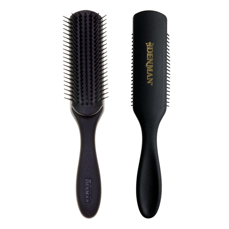 [Australia] - Denman Hair Brush for Curly Hair D3 (All Black) 7 Row Styling Brush for Blow-Drying All Black 1 Count (Pack of 1) 