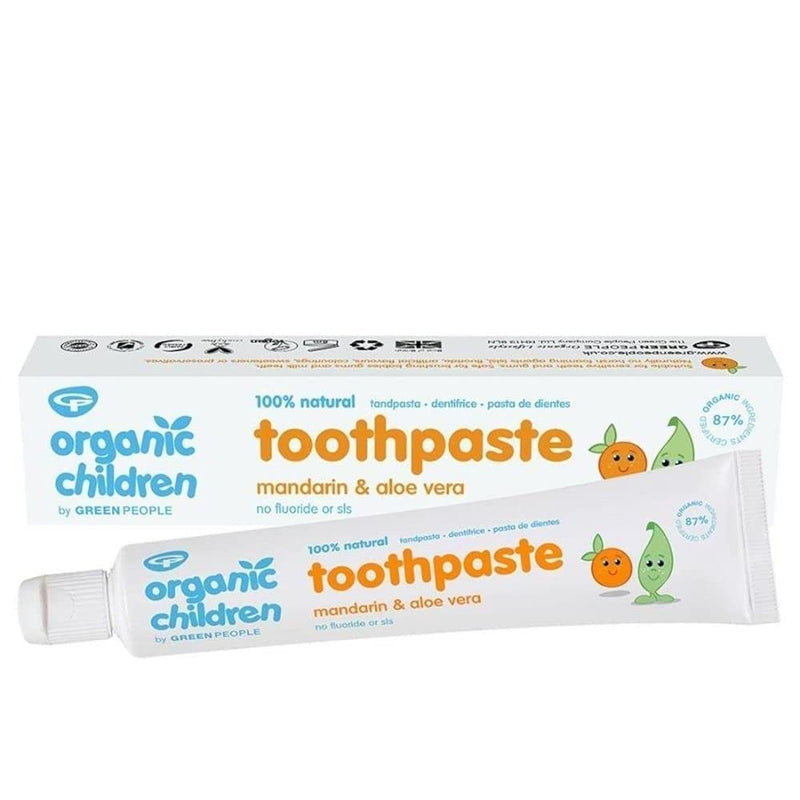 [Australia] - Green People Organic Children Mandarin & Aloe Vera Toothpaste 50ml | 100% Natural Toothpaste for Babies & Kids | Safe if Swallowed | Fluoride free & SLS free | Non Mint Toothpaste for Kids 