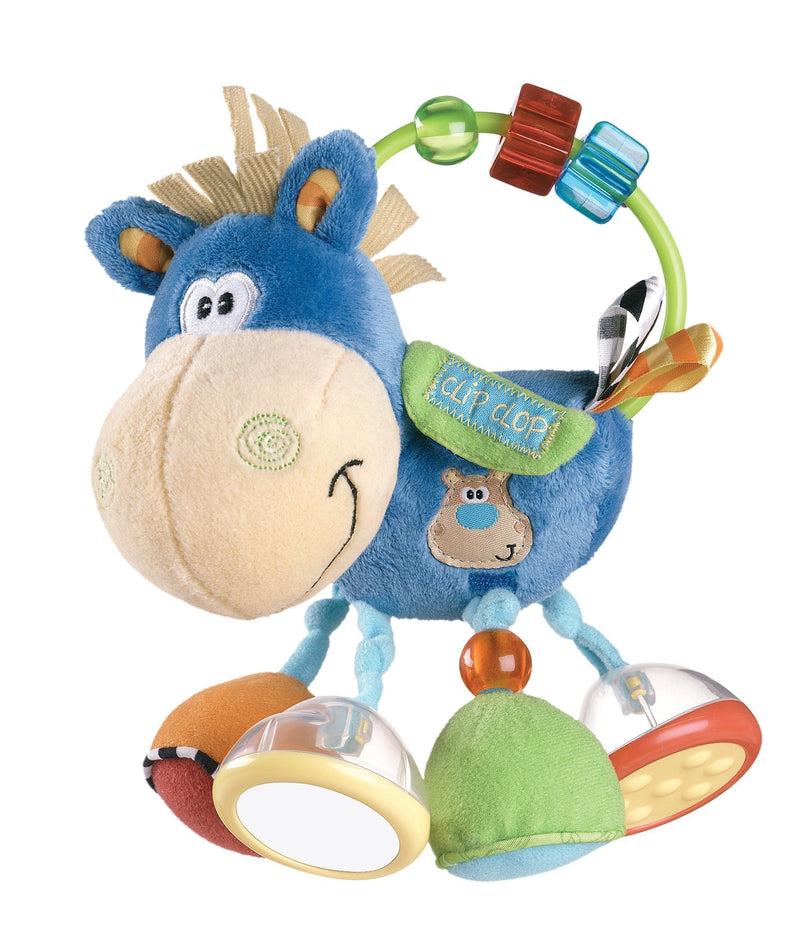 [Australia] - Playgro Activity Rattle Clip Clop, Learning Toy, From 3 Months, BPA Playgro Toy Box Horse Clip Clop, Blue/Multicoloured, 40016 