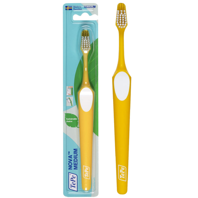 [Australia] - TEPE Nova Medium Toothbrush for simple and easy access to the back teeth / 1 x Nova Medium brush Yellow 1 Count (Pack of 1) 