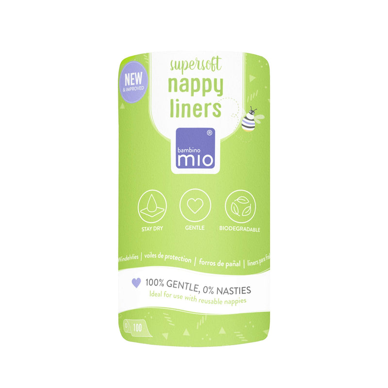 [Australia] - Bambino Mio, Supersoft Nappy Liners, Biodegradable, 100 Liners 100 Count (Pack of 1) White 