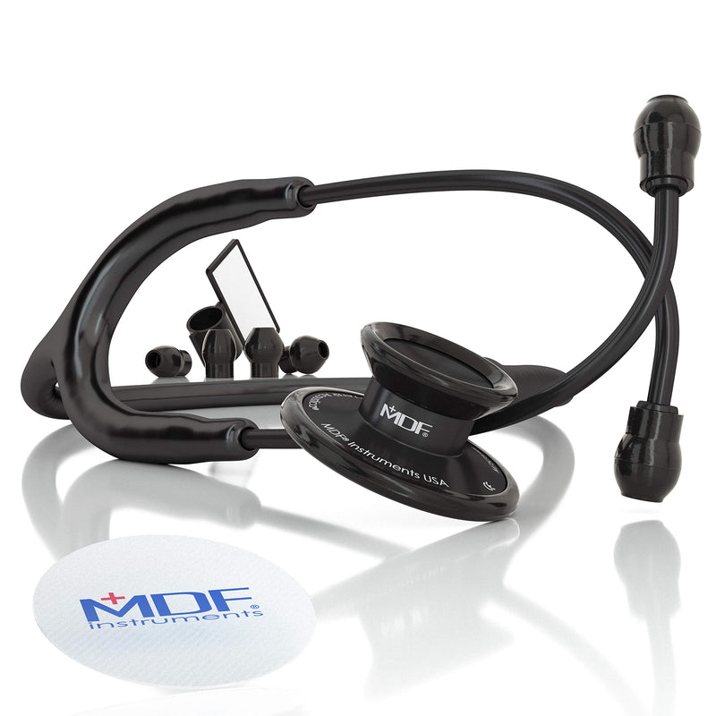[Australia] - MDF® Acoustica® Deluxe Lightweight Dual Head Stethoscope - Free-Parts-for-Life & Lifetime-Warranty - All Black (MDF747XPBO) 