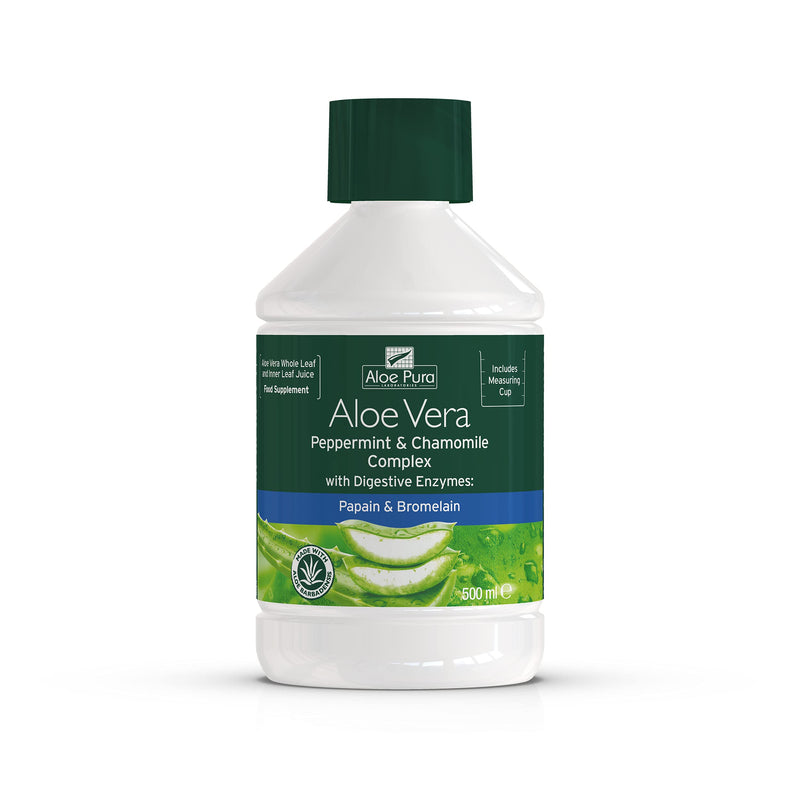 [Australia] - Aloe Vera Peppermint & Chamomile Juice, Natural, Vegan, Cruelty Free, Digestive Enzymes, Papian & Bromelain, Food Supplement, 500ml, Aloe Pura 