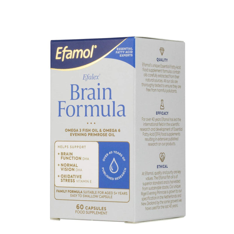 [Australia] - Efamol Efalex Brain Formula | 60 Easy to Swallow Capsules | Omega 3 DHA + EPA & Omega 6 GLA + AA | Family Formula suitable from 5+ 