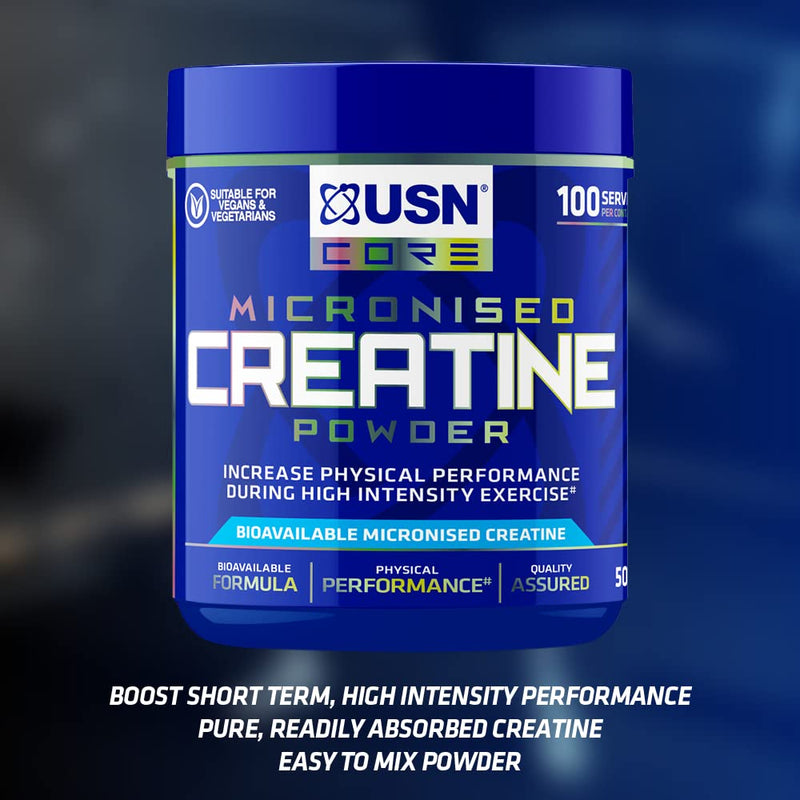 [Australia] - USN Micronized Creatine Monohydrate Powder 500g: Improve Your Performance With Unflavoured Creatine Powder, Energy Boosting Pre train and Post Workout Recovery Powder 