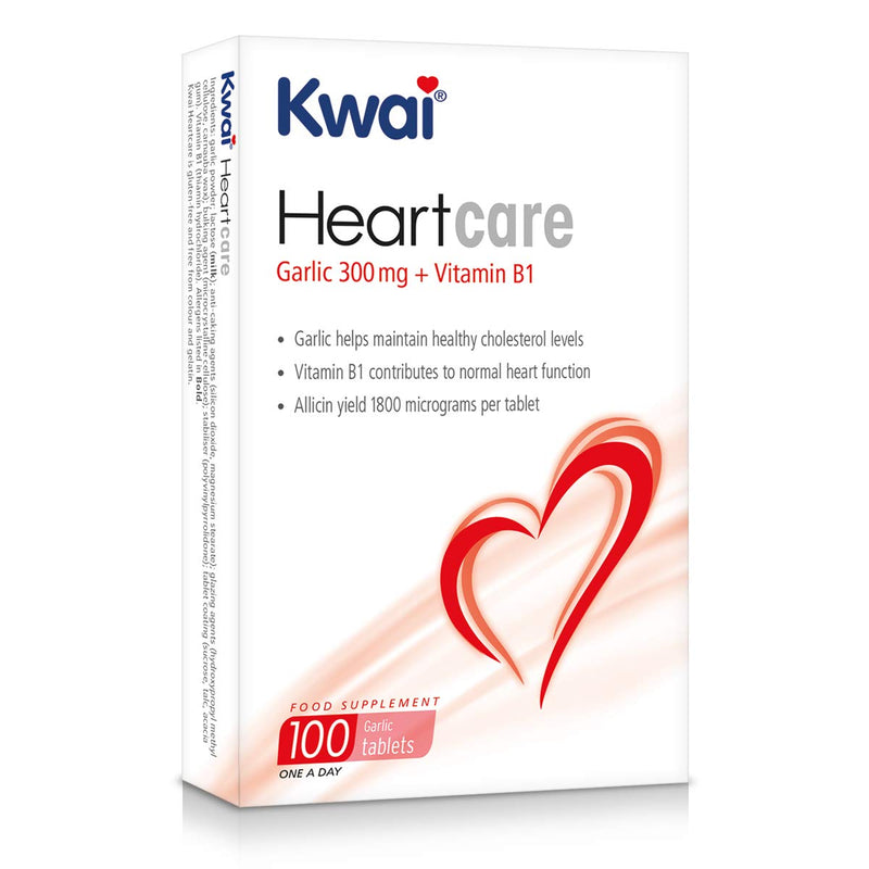 [Australia] - Kwai Heartcare Garlic | Vitamin B1 Contributes to a normal heart function | Helps maintain a healthy cholesterol levels | Helps maintain a healthy heart | Allicin yield 1800 micrograms per tablet | 300mg | 100 tablets 