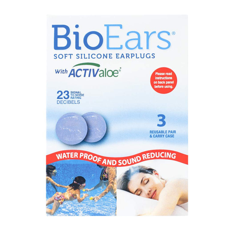 [Australia] - BioEars Soft Silicone Earplugs with ACTIValoe. Premium silicone. Protection from Water and Noise (3 Pairs) 3 Count (Pack of 1) 