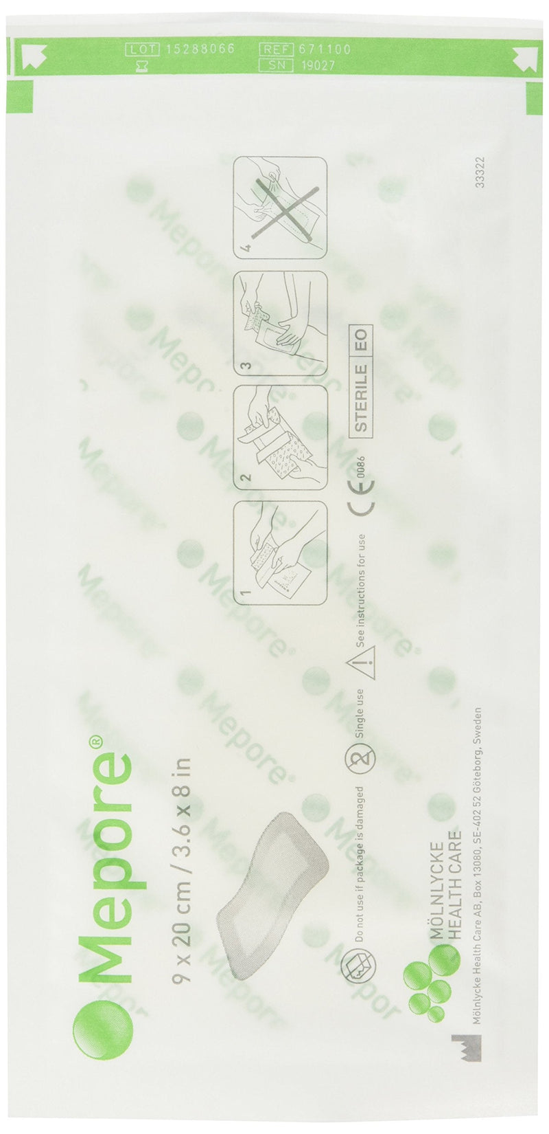 [Australia] - Mepore 671100 Dressing Adhesive Island, Non Woven Fabric, Semi-Permeable Backing, Sterile, 9 cm x 20 cm (Pack of 30) 