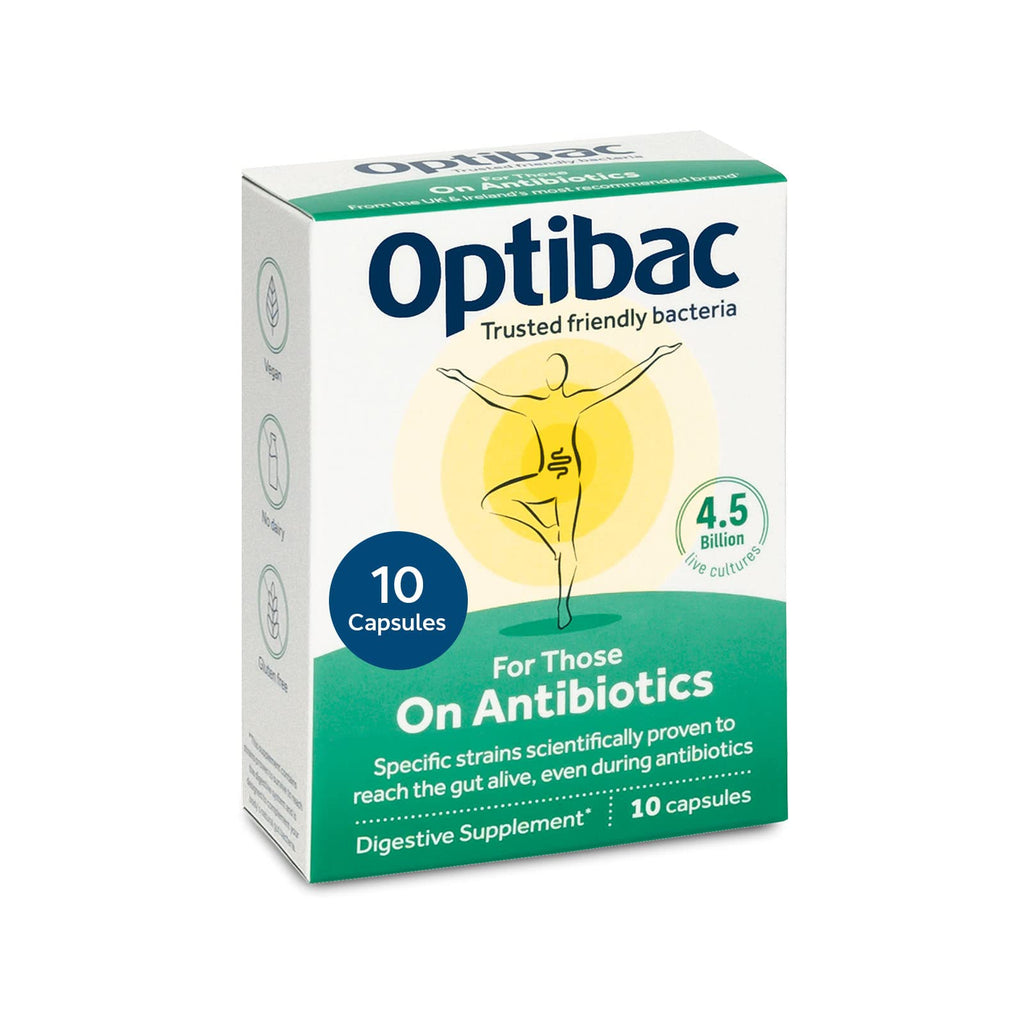[Australia] - Optibac Probiotics for Those on Antibiotics - Vegan Digestive Supplement with 4.5 Billion Bacterial Cultures - 10 Capsules 10 Count (Pack of 1) 