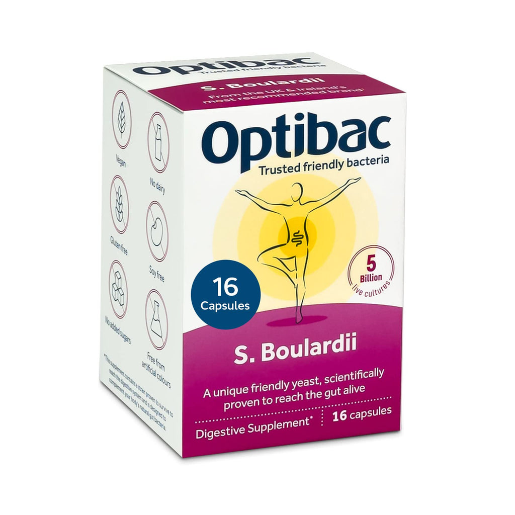 [Australia] - Optibac Probiotics Saccharomyces Boulardii - Vegan Scientifically Proven Digestive Supplement, 5 Billion CFU - 16 Capsules 16 Count (Pack of 1) 