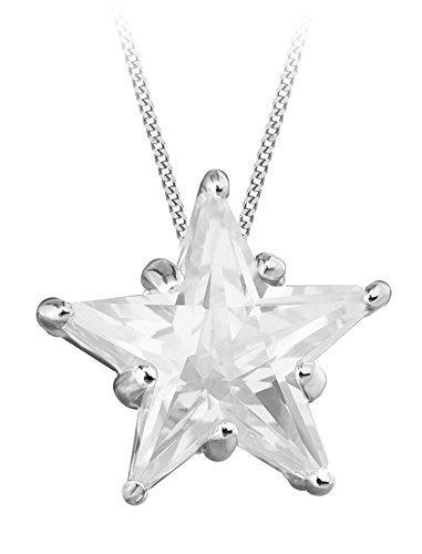 [Australia] - Tuscany Silver Sterling Silver White Cubic Zirconia Star Pendant on Adjustable Curb Chain of 41cm/16"-46cm/18" 