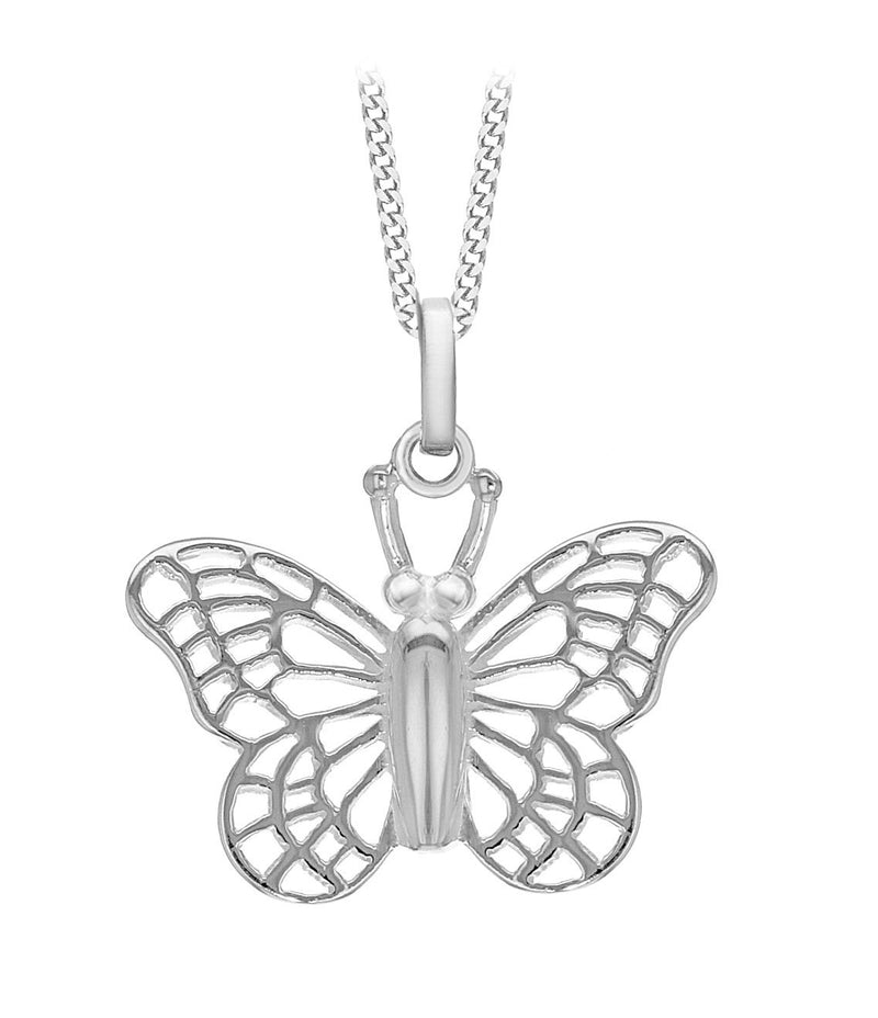 [Australia] - Tuscany Silver Sterling Silver Filigree Butterfly Pendant on Adjustable Curb Chain of 41cm/16"-46cm/18" 