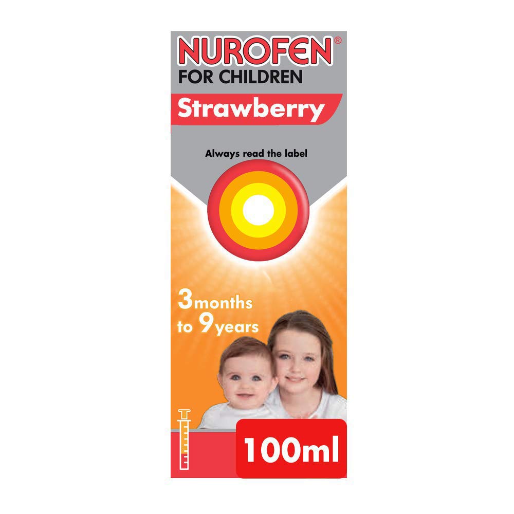 [Australia] - Nurofen for Children Strawberry Oral Suspension 3mths to 9yrs, With Ibuprofen, Effective Pain Relief, 100 ml (Pack of 1) 