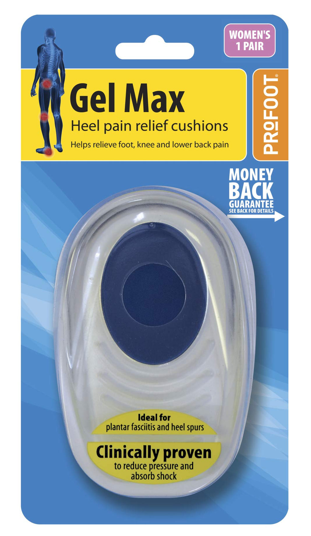 [Australia] - Profoot Gel Max Anti-Fatigue heel cushion pads women's, Gel Pads Cushions Insole, Plantar Fasciitis, Sore Heel Pain 