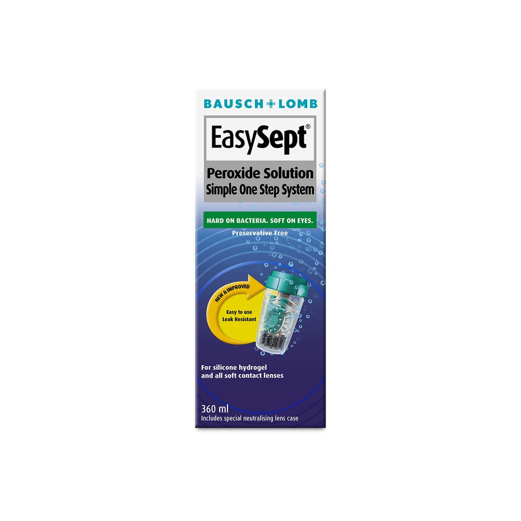[Australia] - EasySept Peroxide Solution, 360ml - Contact Lens Solution with a simple One Step System for Disinfection of Soft Contact Lenses, Lens Case with Neutralising Disc Included, Suitable for Sensitive Eyes Single 