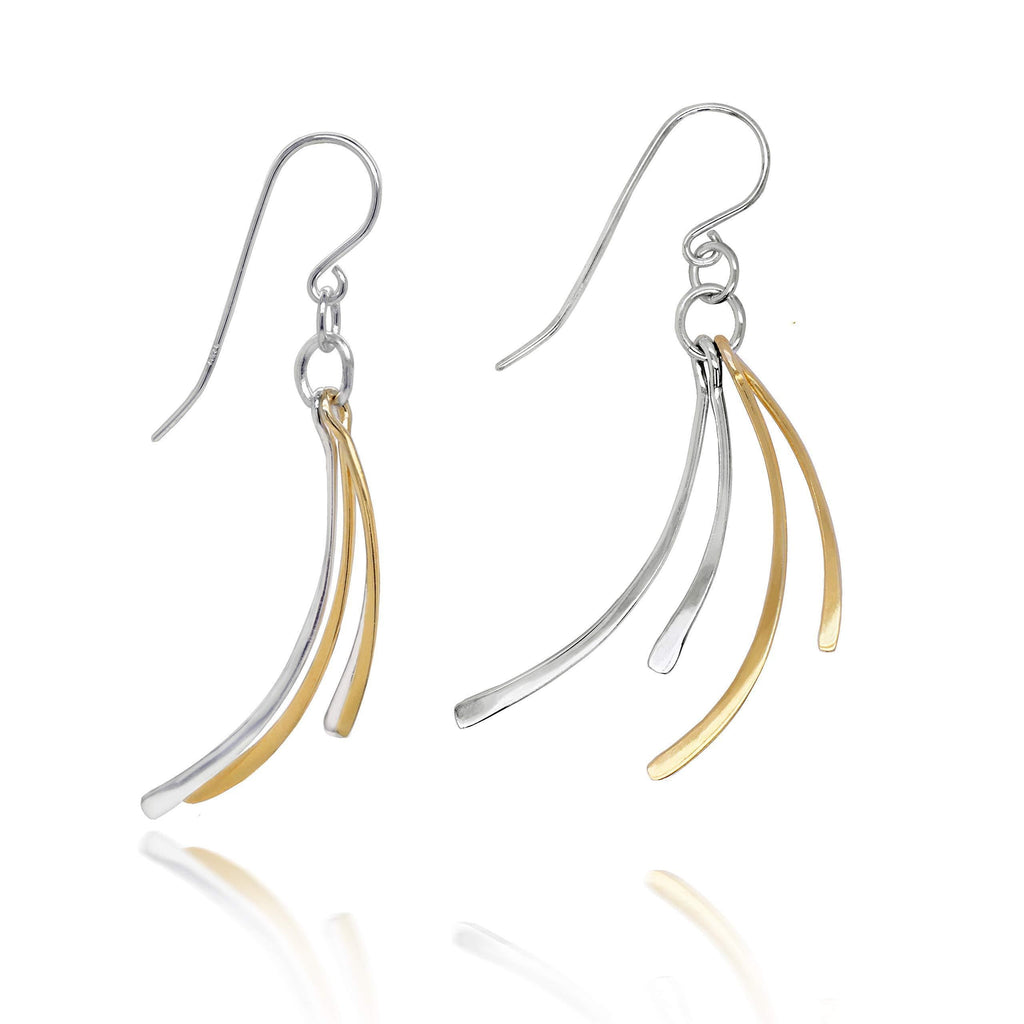 [Australia] - Lynora Sterling Silver and Gold Plated Fish hook, Two Tone Drop Earrings for Woman 