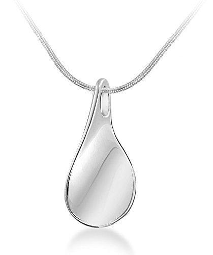 [Australia] - Tuscany Silver Sterling Silver Teardrop Pendant on Adjustable Snake Chain Necklace of 41cm/16"-46cm/18" 