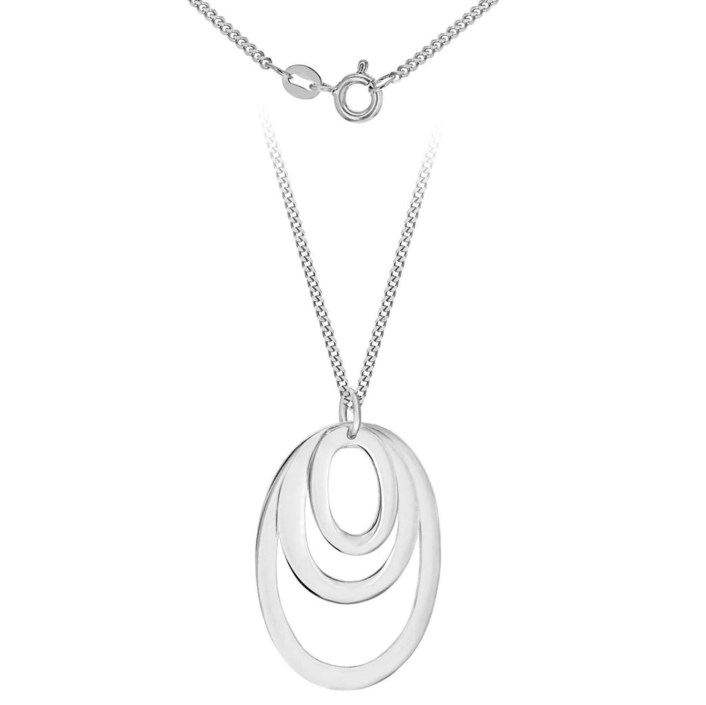 [Australia] - Tuscany Silver Sterling Silver 3 Open Graduated Ovals Pendant on Curb Chain of 46cm/18" 