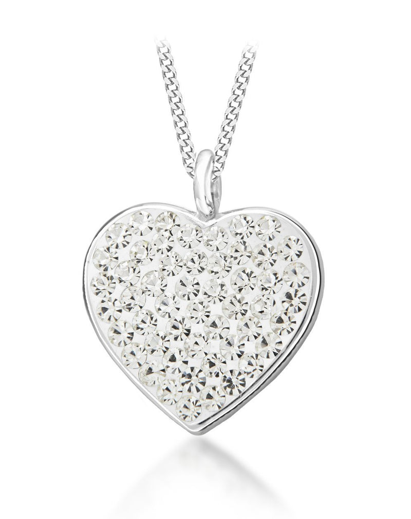 [Australia] - Tuscany Silver Sterling Silver Crystalique Heart Pendant on Curb Chain of 46cm/18" 