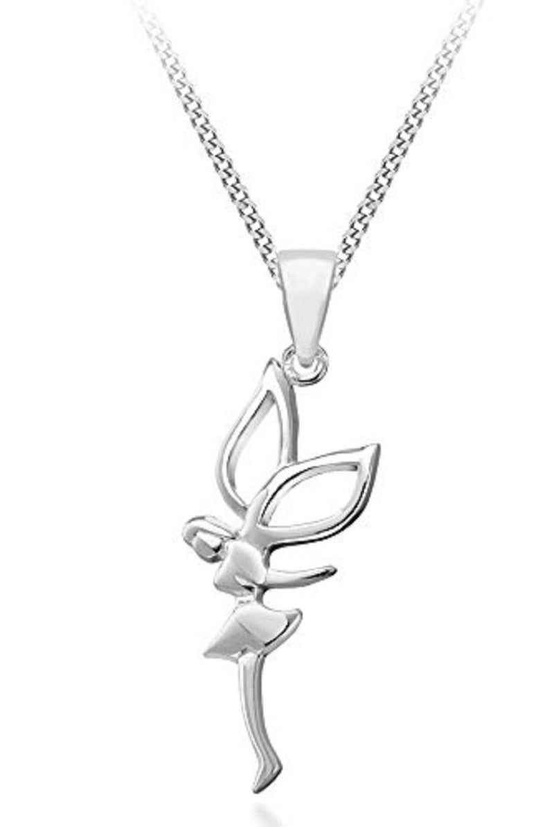 [Australia] - Tuscany Silver Women's Sterling Silver Fairy Drop Pendant on Curb Chain Necklace of Length 46 cm/18 Inch 