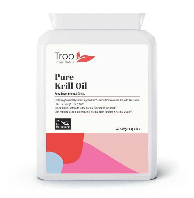 [Australia] - Troo Health Care Superba Krill Oil Extract 500 mg - 60 Soft Gel Easy Swallow Capsules – Sustainably Eco Harvested from Antarctic Krill with Astaxanthin - Manufactured to GMP Standards 