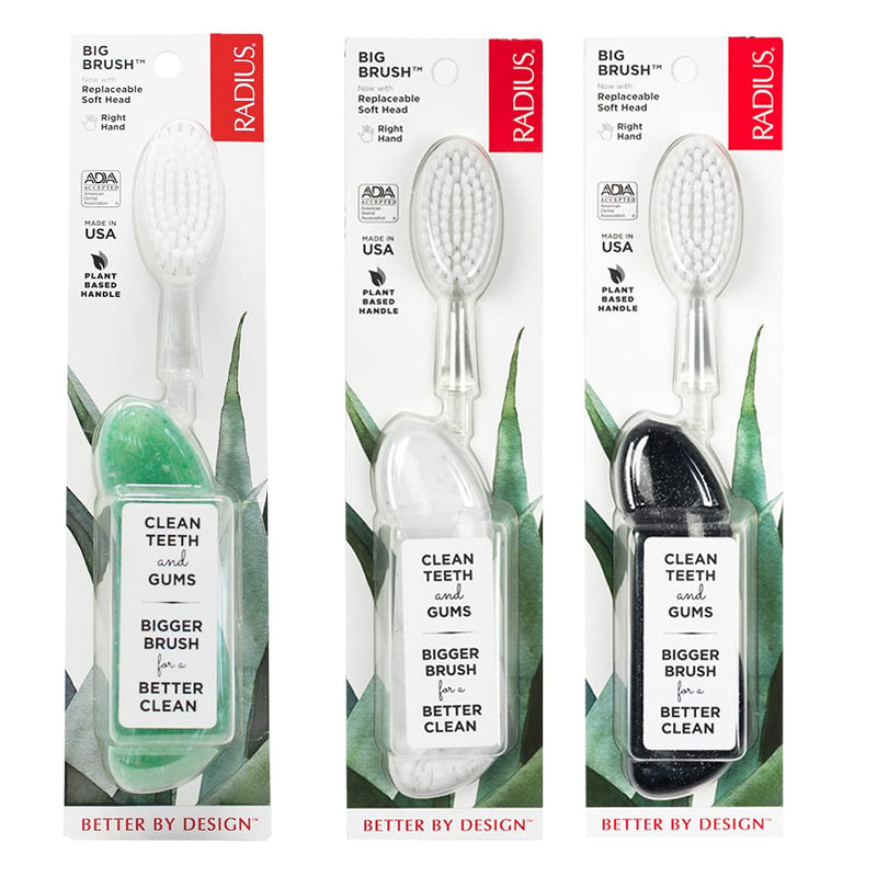 [Australia] - RADIUS Big Brush BPA Free & ADA Accepted Toothbrush Designed to Improve Gum Health & Reduce Gum Issues - Right Hand - Pack of 3 