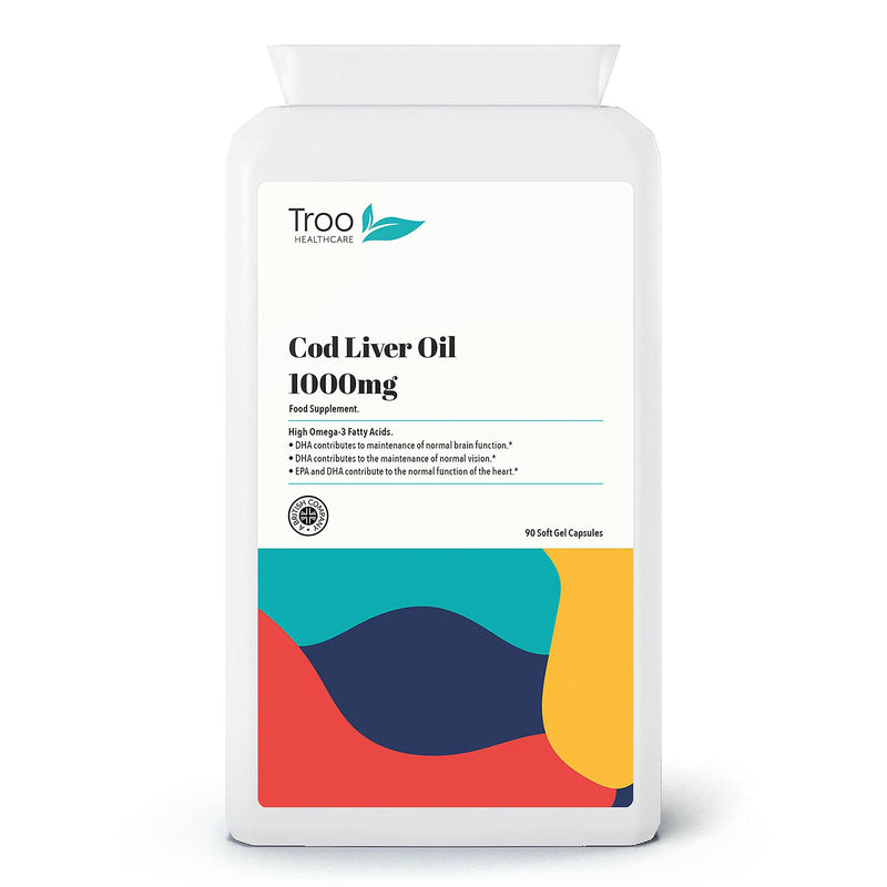 [Australia] - Cod Liver Oil Supplement 1000mg - 90 Soft Gel Capsules - Daily Omega 3 Supplement with DHA and EPA Essential Fatty Acids to Support Normal Function of The Heart, Brain and Eyes 