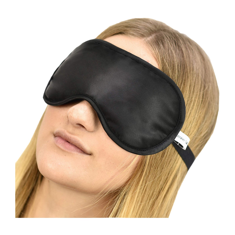 [Australia] - Jasmine Silk 100% Pure Silk Filled Eye Mask/Sleeping Mask Sleep Mask - Black 
